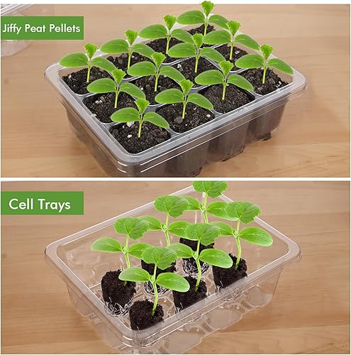 Miniatura 5 de ZOUTOG Bandeja de inicio de semillas, paquete de 15 bandejas reutilizables de germinación de plantas de 180 celdas con cúpula de humedad y orificio