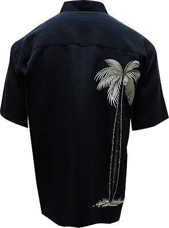 Embroidered Palm Tree Hawaiian Shirt 