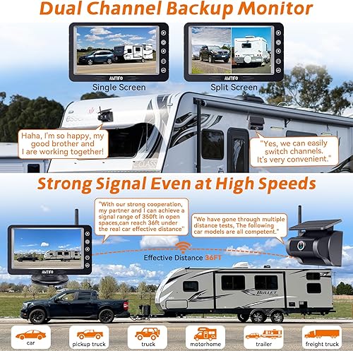 Miniatura 6 de Cámara de respaldo inalámbrica magnética solar: señal fuerte Bluetooth sin instalación, 5 pulgadas, 1080P, a prueba de arañazos, recargable, cámara