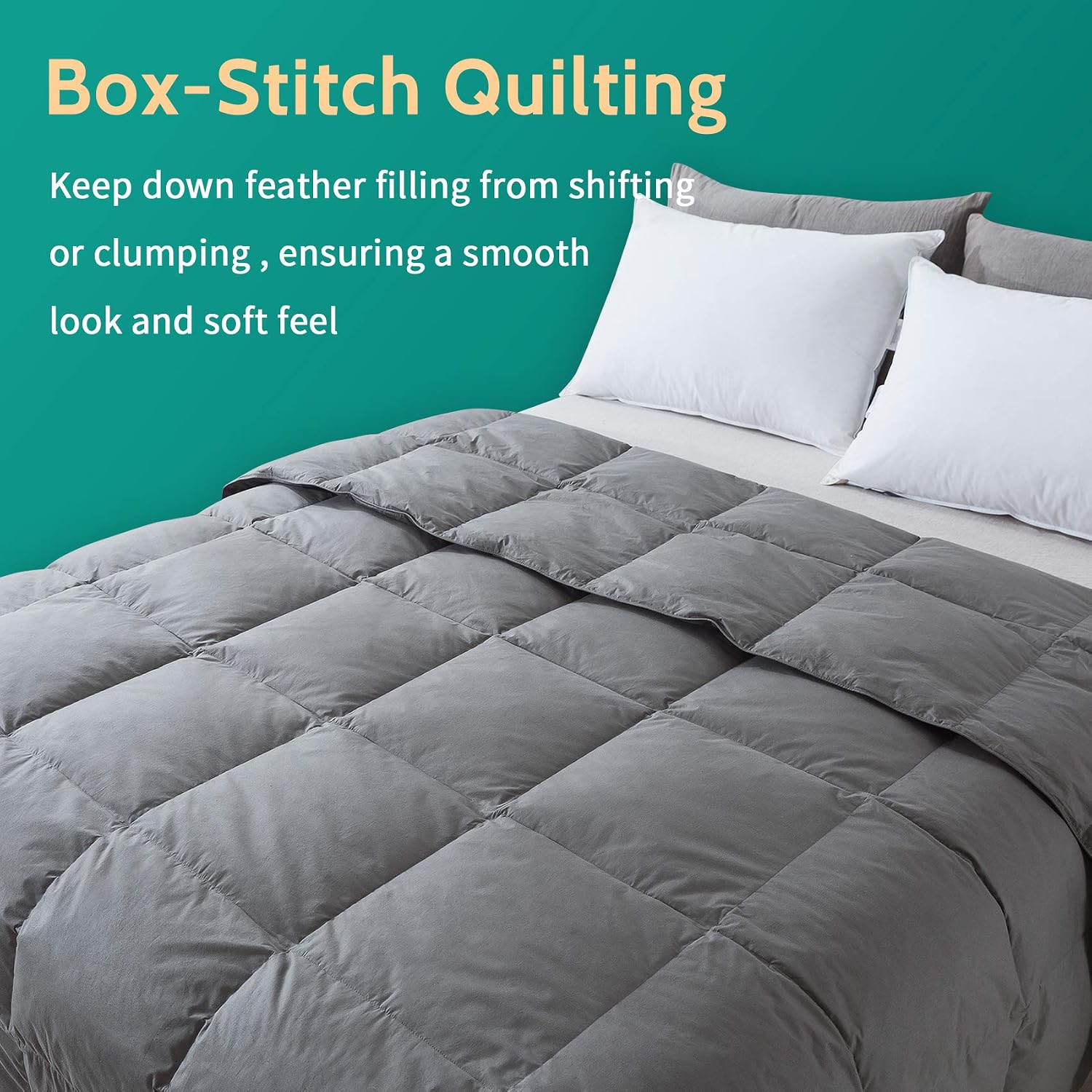 Decroom Grey Queen Comforter, Cotton Quilted Comforter, Machine Washable Lightweight Duvet Insert（88 * 88 Inches）