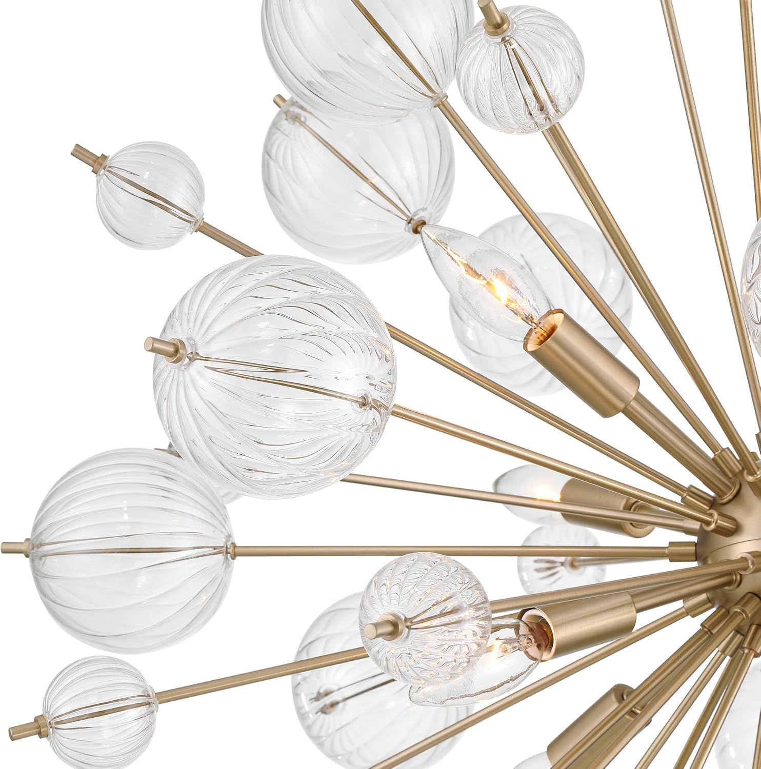 Possini Euro Design Dandelion 30" Modern Pendant Chandelier Ceiling Light Fixture Dining Room Over Table Kitchen Island Foyer Sputnik Hanging 8-Light Clear Satin Gold Finish Glass Hallway Entryway