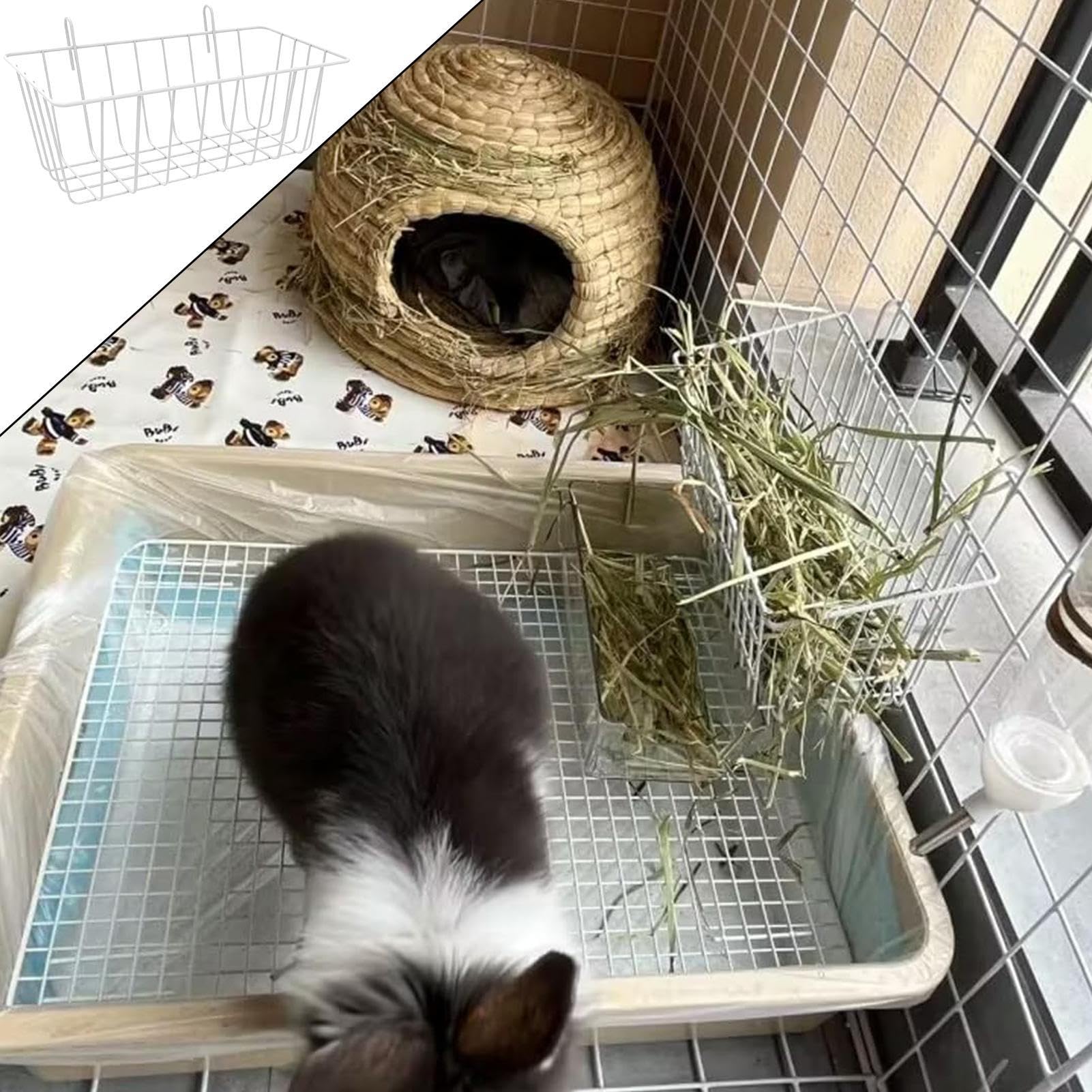 2 rack per conigli mangiatoia per fieno in metallo da appendere rack per fieno coniglietto supporto per fieno cestino per animali con gancio per fieno gabbia mangiatoia per fieno, per cincillà