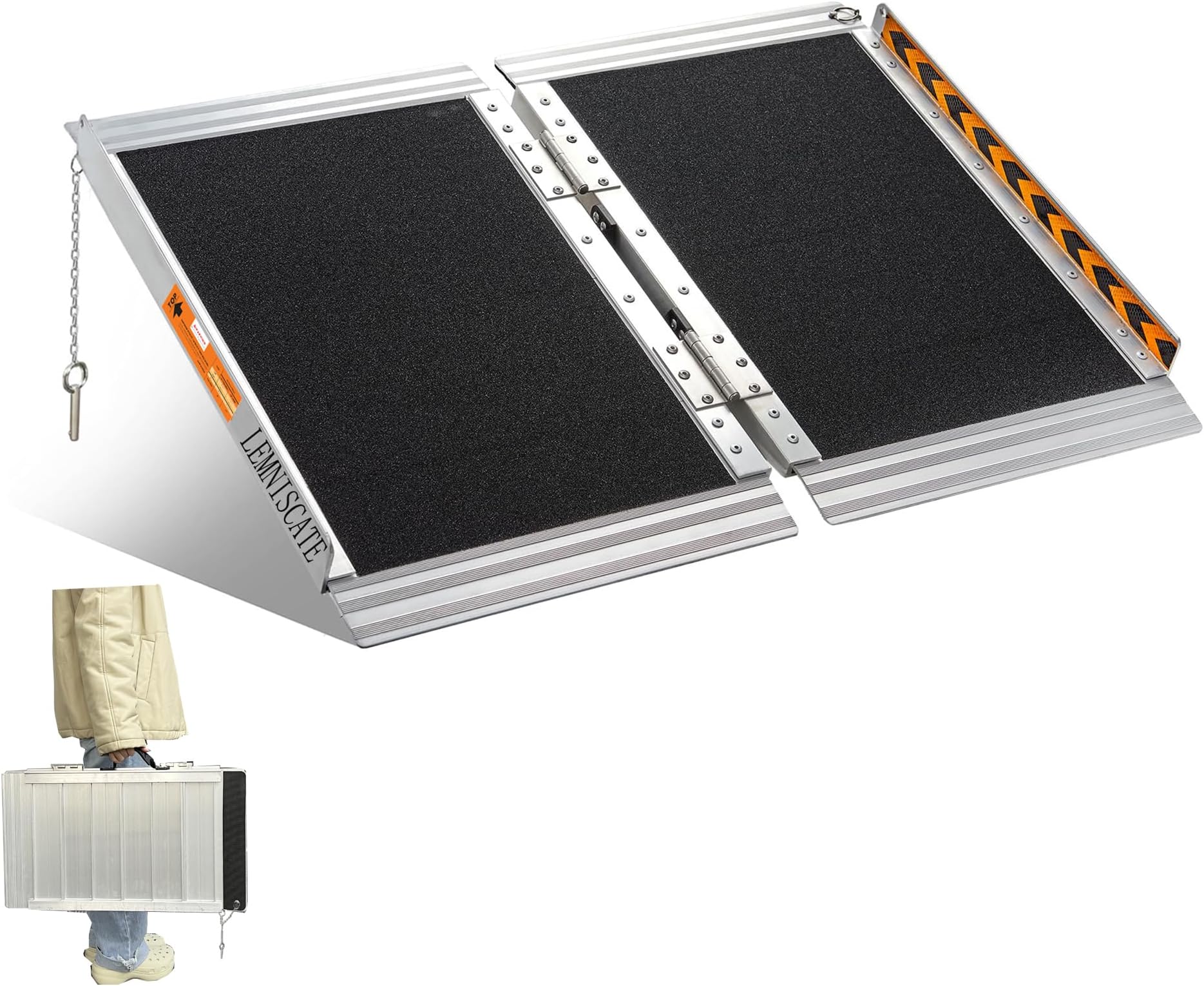 LEMNISCATE 2FT Wheelchair Ramps for Home Steps, Non-Skid Portable Handicap Aluminum Wheel Chair Ramps, 800LBS Capacity Folding Ramps for Wheelchairs for Homes, Entry, Shed, Doorways, Curbs, Stairs