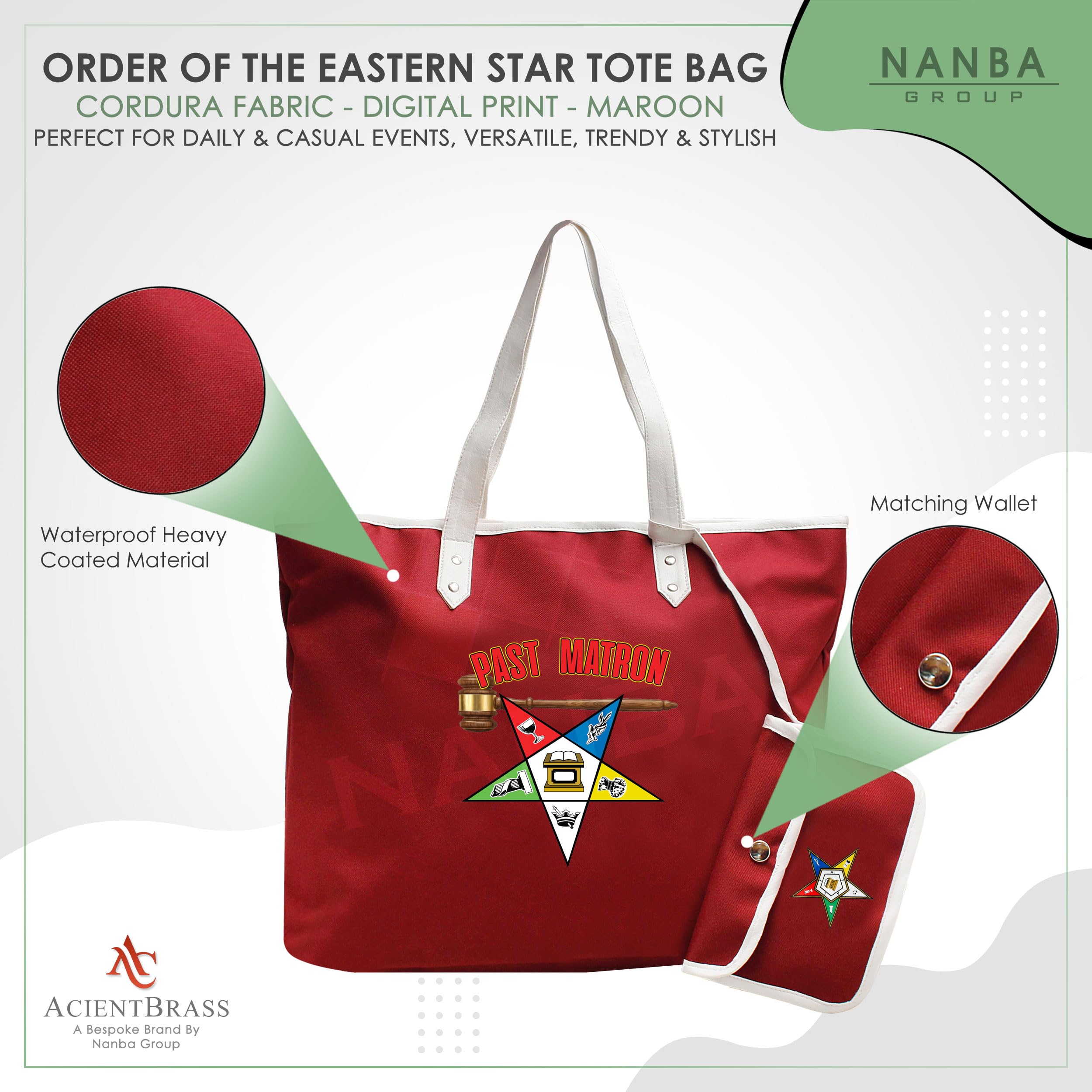 Order of the Eastern Star Past Matron Tote Bag - OES Cordura Bag