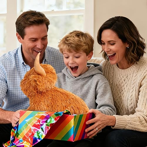 Miniatura 6 de Wepop Highland Cow - Animales de peluche con peso de 16 pulgadas, 5 libras, animal de peluche con peso, vaca de las tierras altas, adorable ganado,