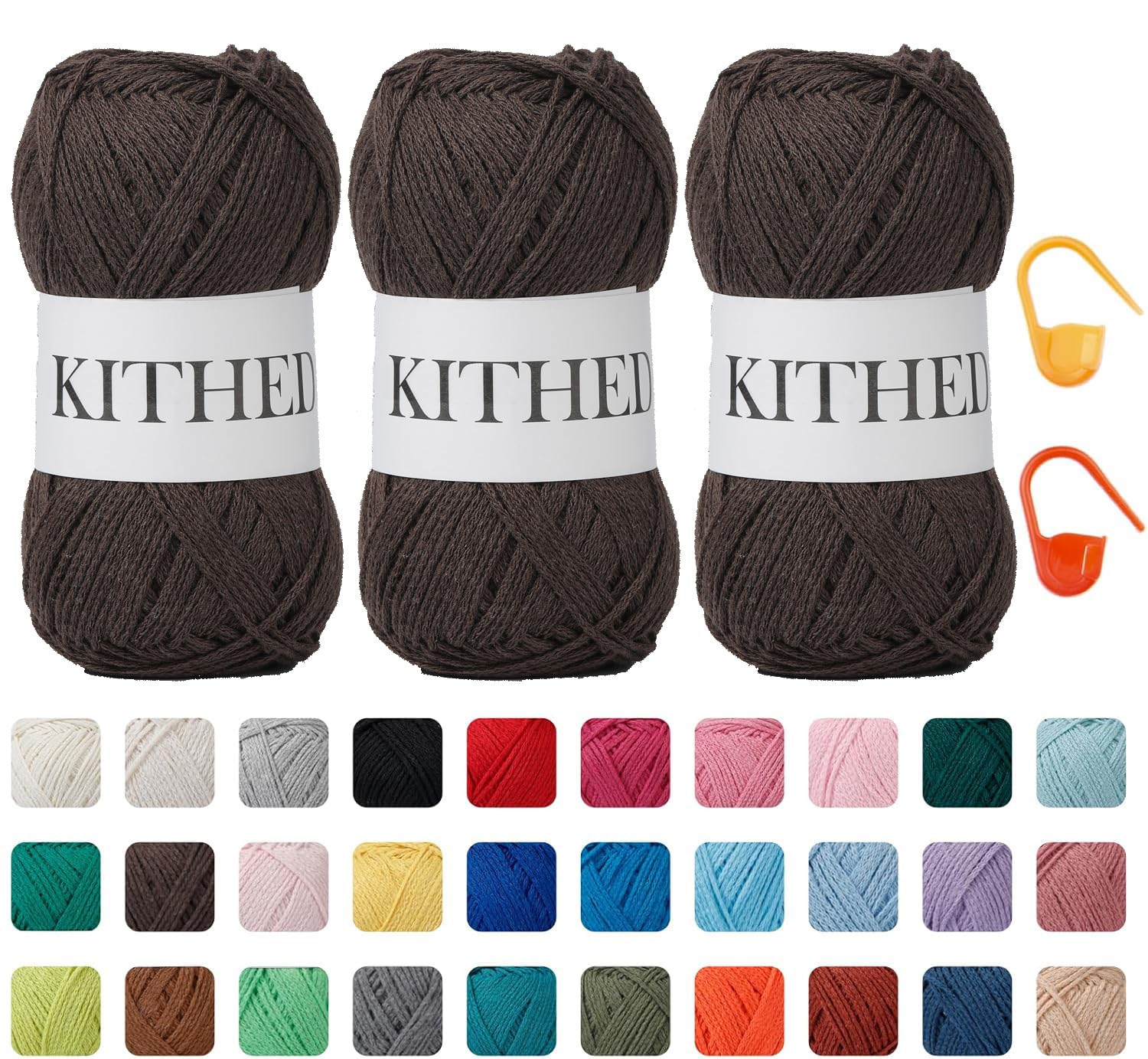 Cotton Yarn，10.5oz，526yard，3 Pack ，Soft Yarn for Crocheting and Knitting (15 Dark Coffee)