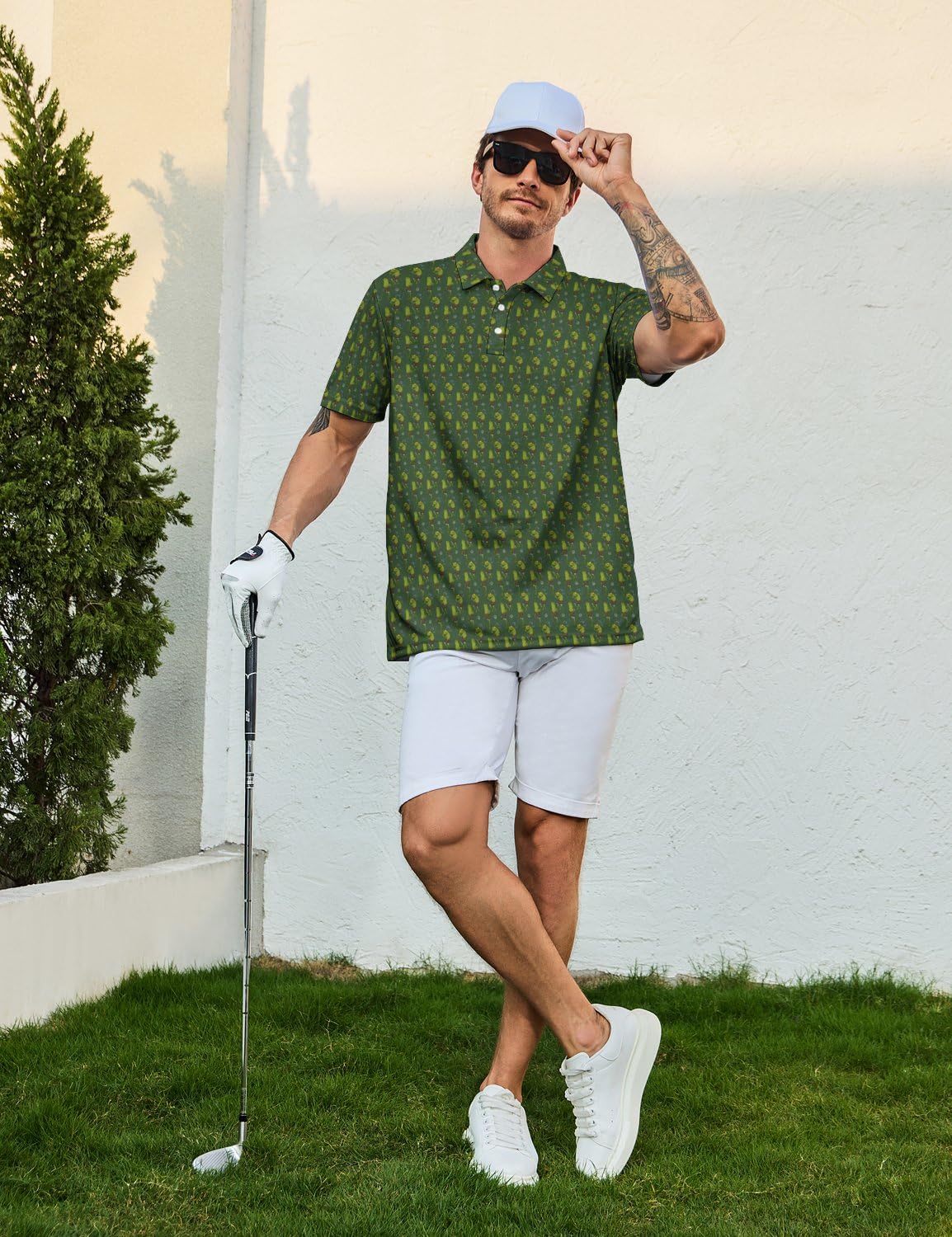 Camisas de golf para hombre, divertidas camisas polo de golf de manga corta, camisas polo que absorben la humedad, trajes de golf de rendimiento