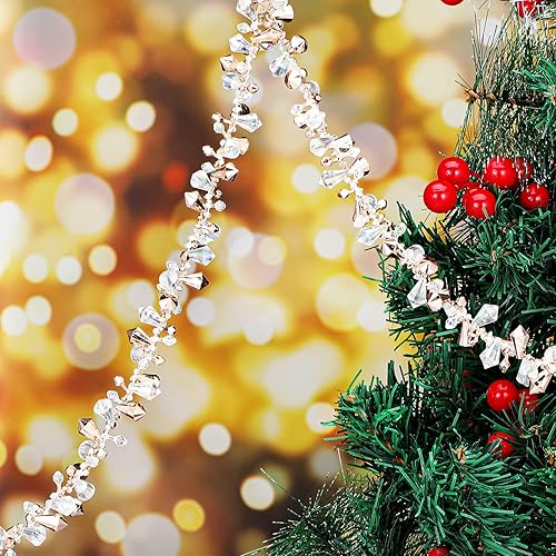 Miniatura 4 de Aoriher Guirnalda de cuentas de árbol de Navidad de 80 pies, 4 rollos de guirnalda de cristal, adornos acrílicos, cuerda de cuentas trenzadas para