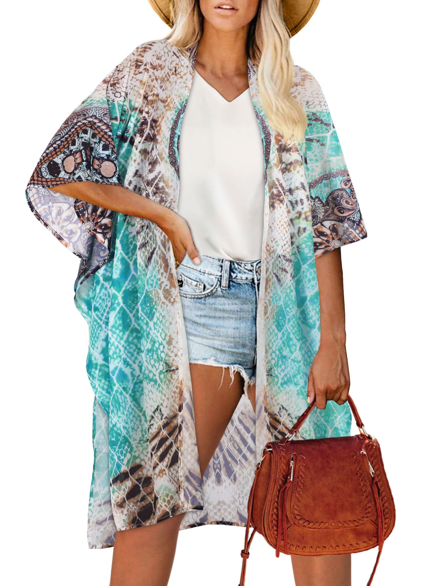 Women's Kimono Beach Cover up for Summer Bathing Suits Cardigans Casual Loose Swimwear