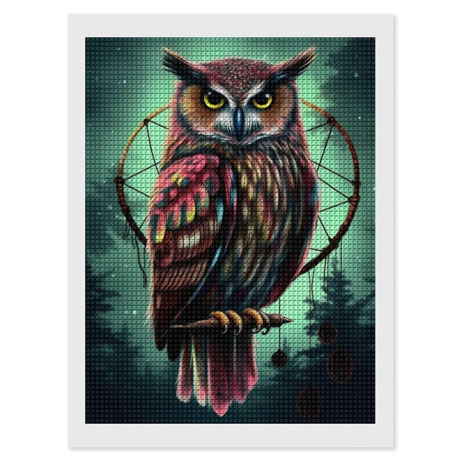 Owl Diamond Art Kits for Adults, DIY 5D Diamonds Painting Kits for Beginner, Round Full Drill Diamond Dots Painting, 12"x16" Diamonds Pictures Gem Art and Crafts Wall Decor