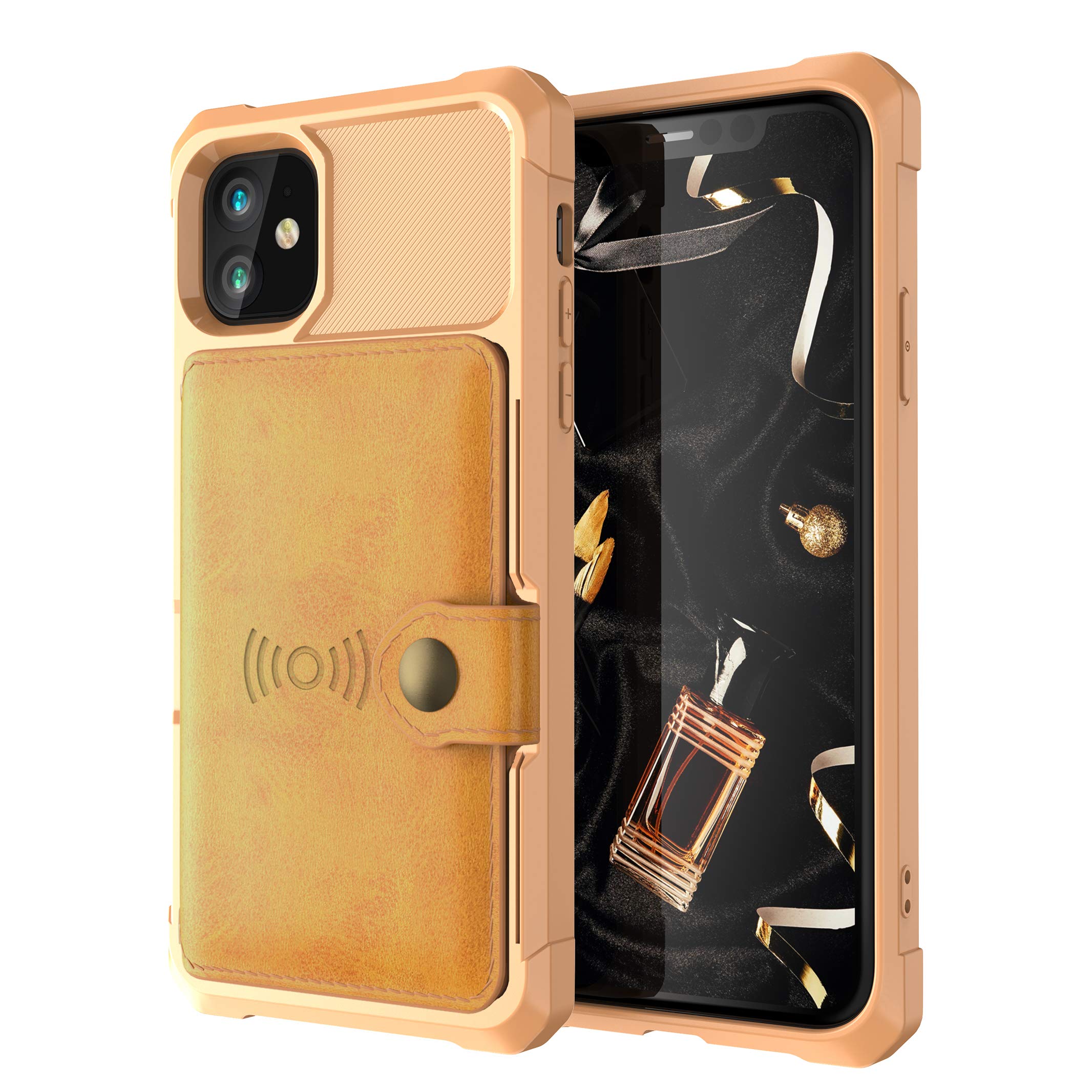 PU Case for Apple 12 Pro Max 2020 5G 6.7 Brown Fashion Durable High Capacity Protective Cash Credit Card Holder Kickstand Cover Shell Unisex