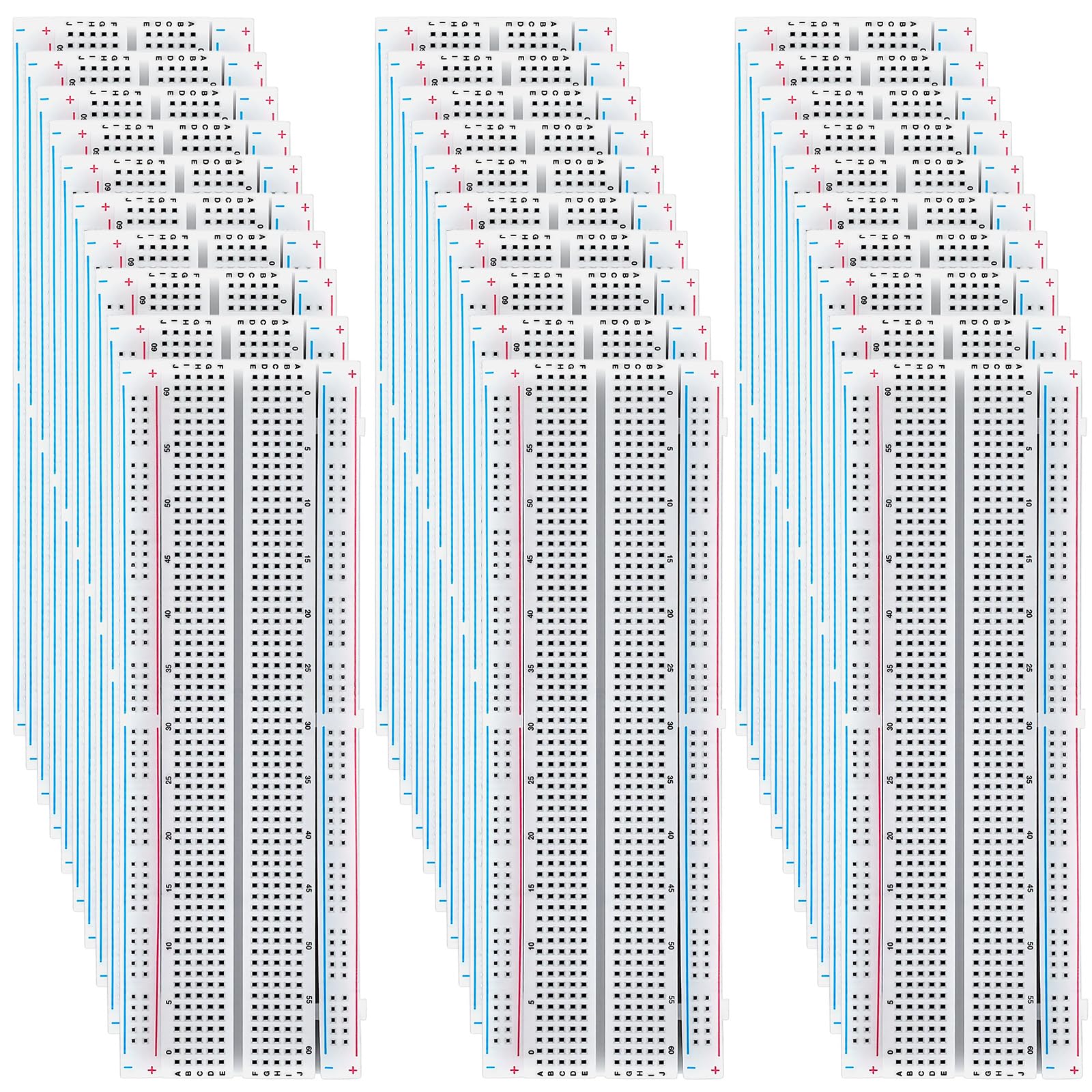 30 pezzi breadboard 830 punti prototipo senza saldatura 6,9 x 1,8 x 3,4 pollici Kit di schede PCB per la distribuzione dello schermo Proto, blocchi di collegamento cavi ponticello