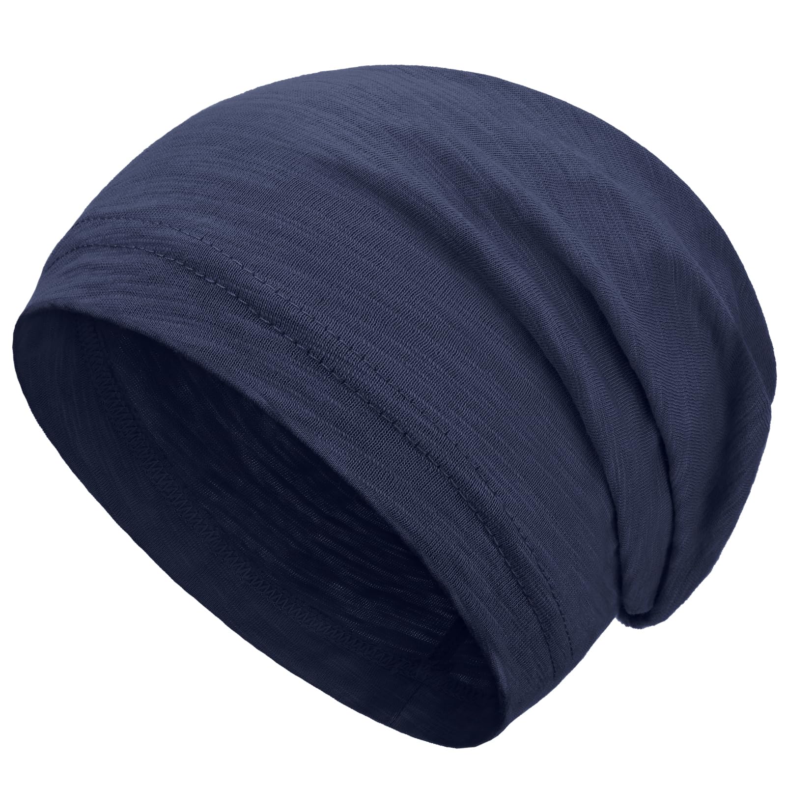 Simapu 100% Cotton Beanie for Men Women, Thin Slouchy Beanies Lightweight Chemo Skull Cap Daily Summer Hat Oversize Headwear — view 11
