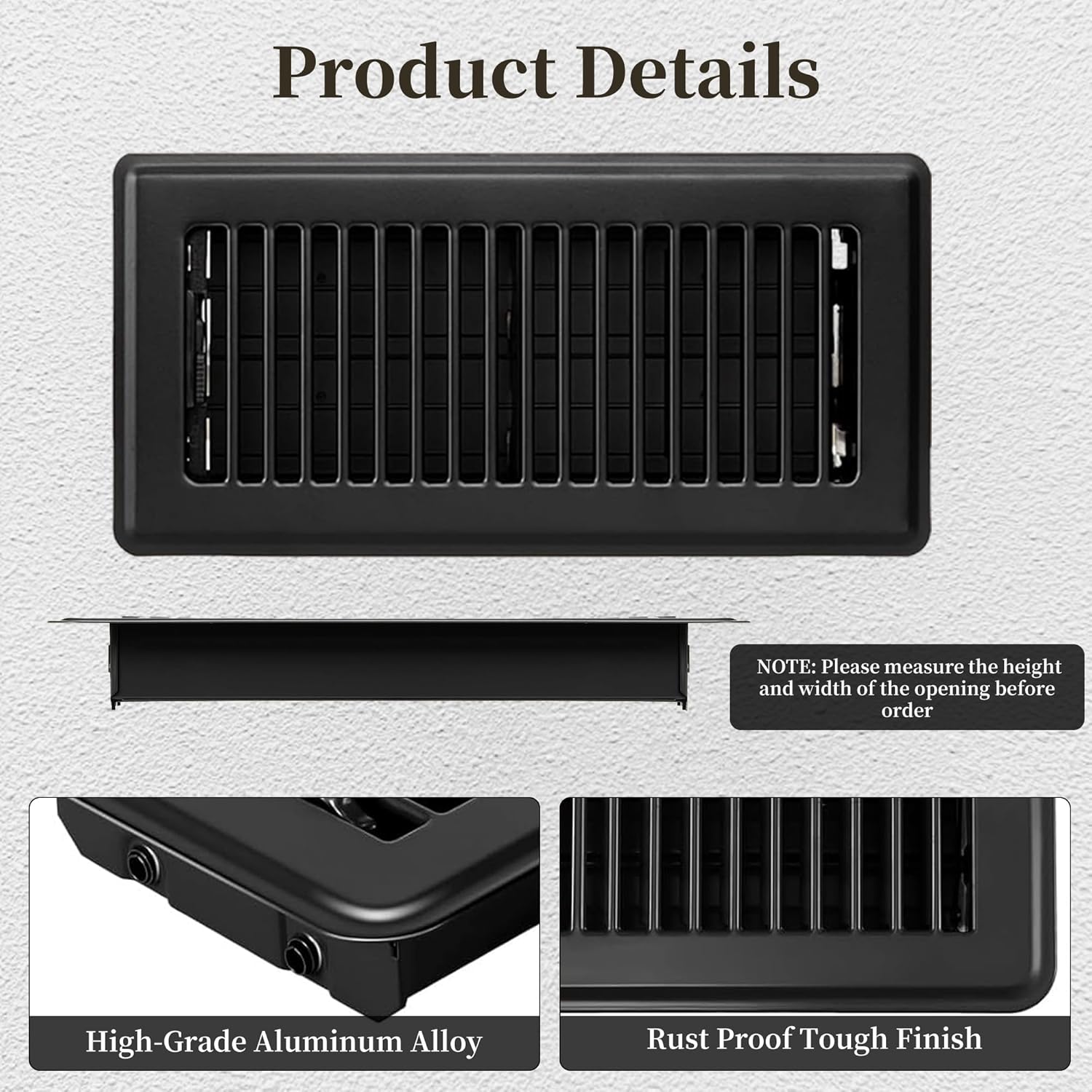4x10 Inch Heavy Duty Floor Vents - Walkable Steel Floor Register, Rust Proof, Adjustable Metal Heat Air Vent Covers for Home, Office & More