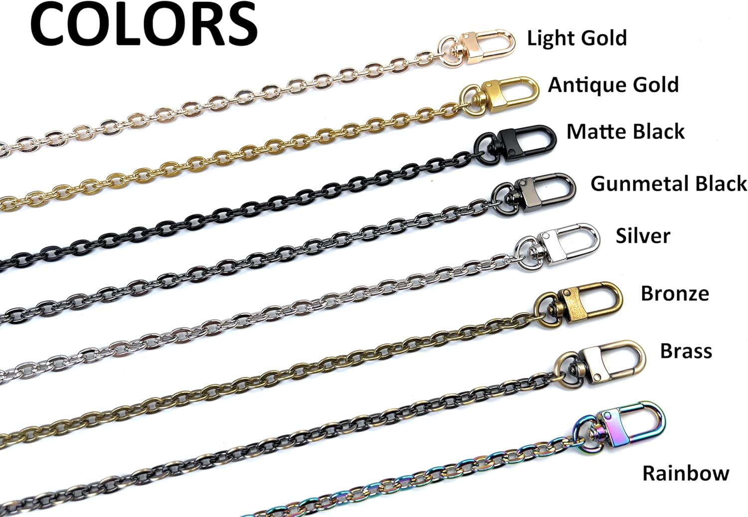 Light Gold Metal Flat Oval Link Purse Chain Strap with Lobster Clasps 32 Inch Replacement Chain Handle for Handbags Clutches Crossbody & Shoulder Bags - Image 2