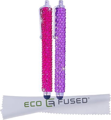 Miniatura 2 de Eco-Fused Rotuladores universales Bling Stylus  2 lápices capacitivos cubiertos con gemas largas compatibles con todos los dispositivos de pantalla