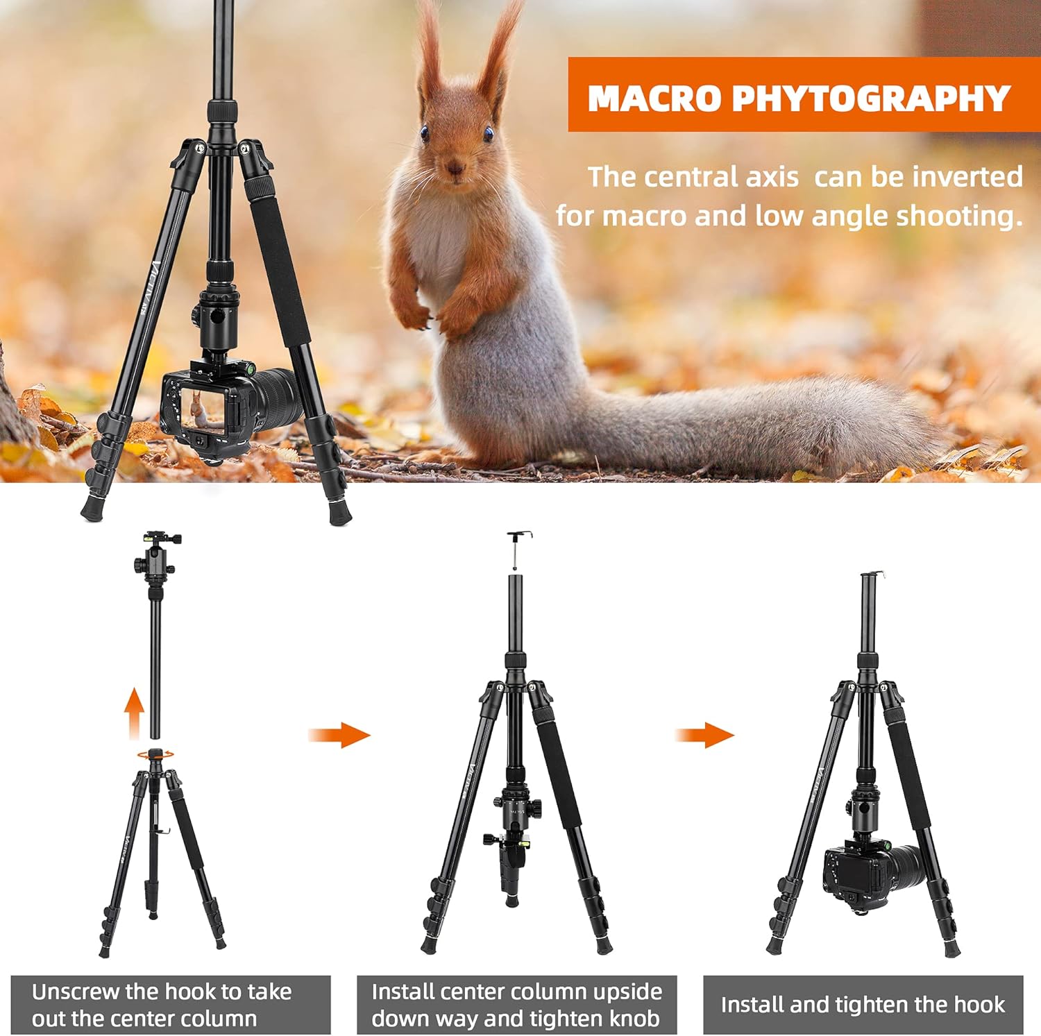 🔥 Cashback up to 70% VICTIV Camera Tripod Monopod, Aluminum Travel Tripod for DSLR, Lightweight Tripod Loads Up to 30 lbs with 360 Degree Ball Head and Carry Bag for Travel and Work - AT26 Black