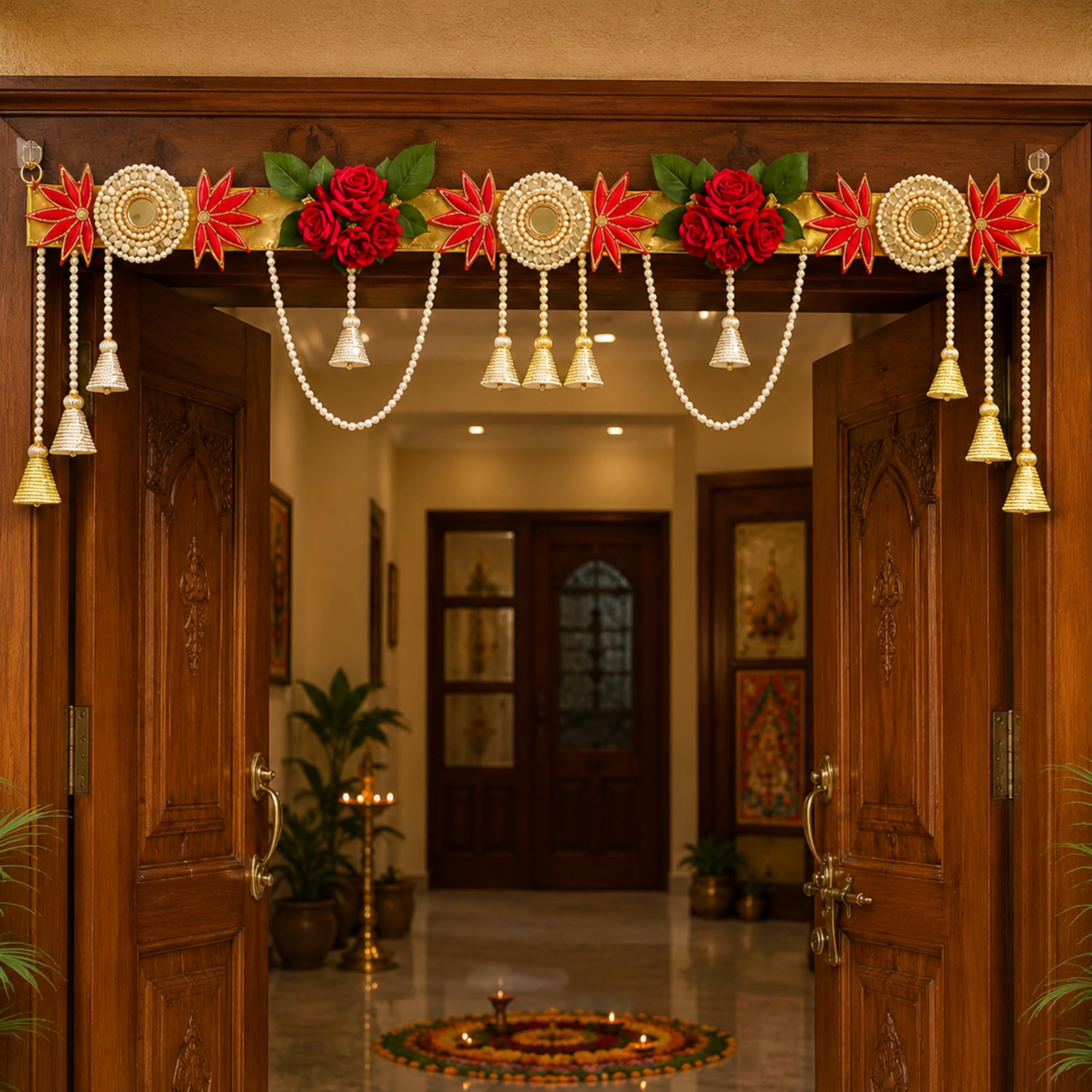 Pink Lotus Toran - Elegant Door Hanging Decor -8 Pink Lotus Toran - Elegant Door Hanging Decor -8