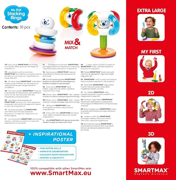 SMARTMAX - My First Stacking Rings, Magentic Discovery Set, 1.5-5 Years