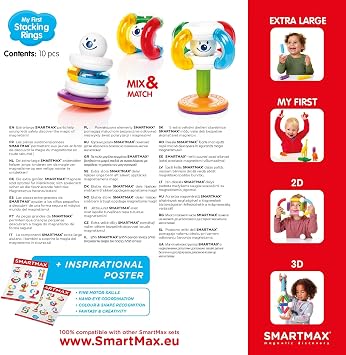 SMARTMAX - My First Stacking Rings, Magentic Discovery Set, 1.5-5 Years