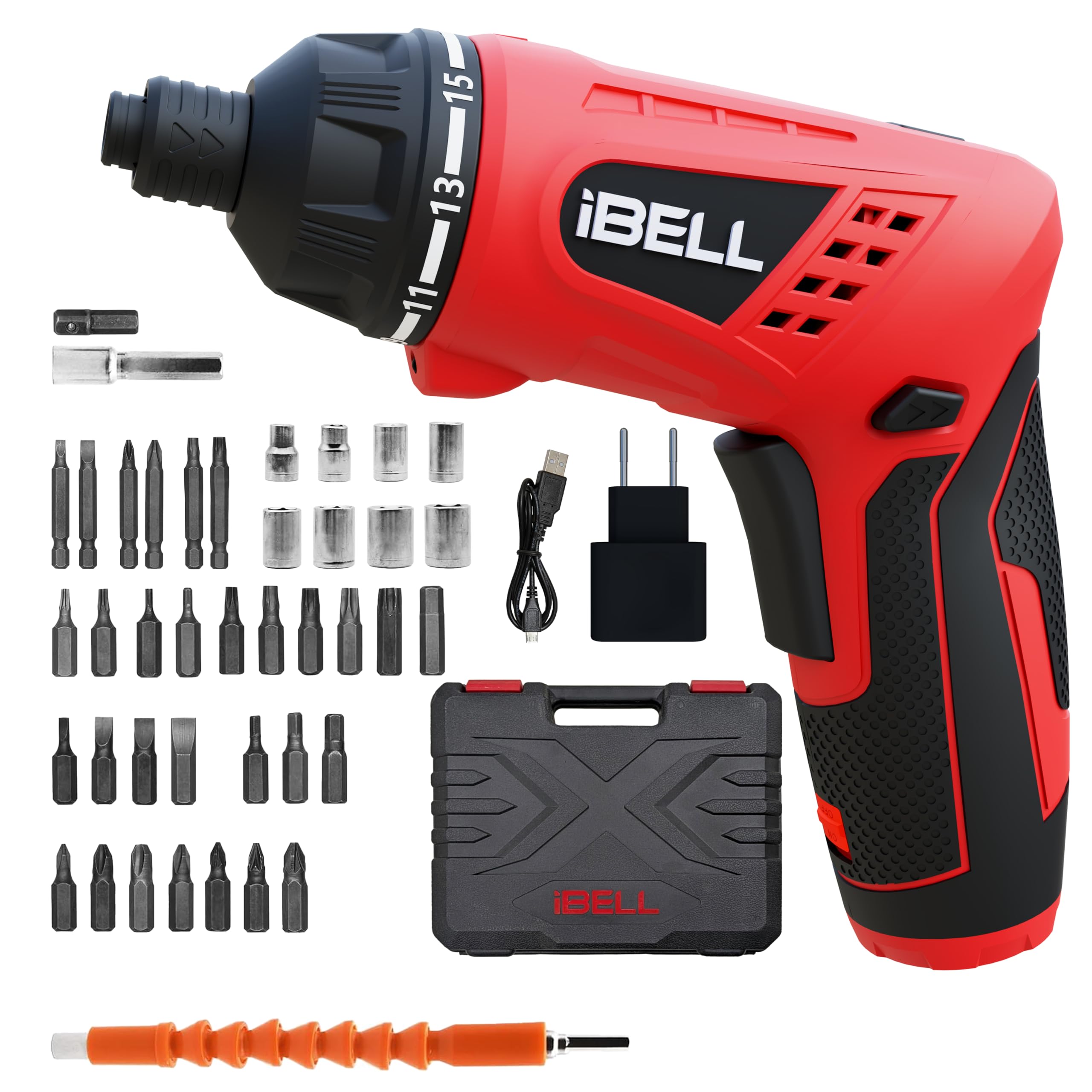 IBELLCordless Rechargeable Electric Screwdriver MS06-16, 3.6V, Li-Ion 1500mAh, Max Torque 3.5Nm, 16 Level with 2 Handle Position