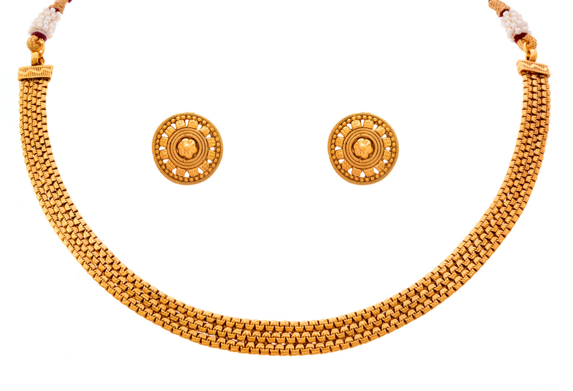 jfl Traditional Ethnic One Gram Gold Plated Designer Patta Necklace Set with Stud Earring for Women & Girls.-picture-17