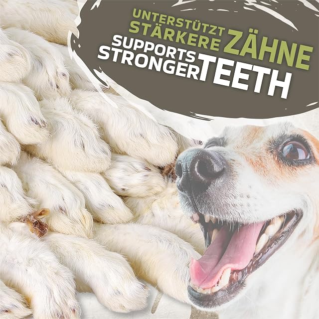 Foto 4 de 6 de Patas de conejo con pelo para perros, 500 g (aproximadamente 15 - 20 unidades)