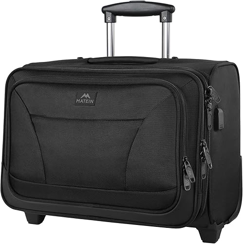 MATEIN - Maletín con ruedas de 17 pulgadas para hombres y mujeres bolsa de trabajo impermeable con ruedas de 2 ruedas bolsas de computadora