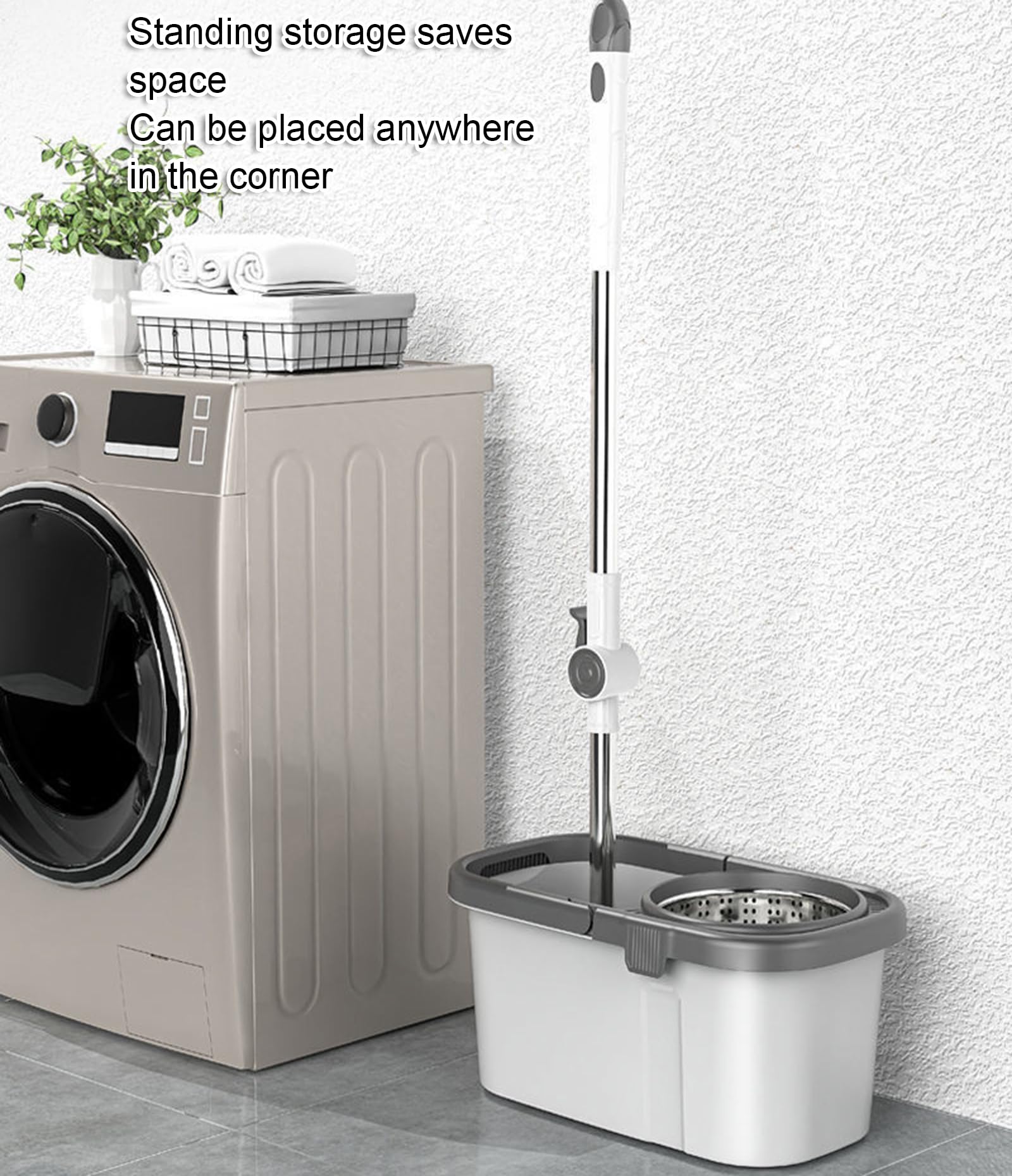 Mop Plano, Limpieza de baño sin Esfuerzo Rotación de 360 °/ergonómico y Ahorro de Tiempo para su Uso en Pisos de Madera, baldosas y mármol en Sala de Estar o Cocina