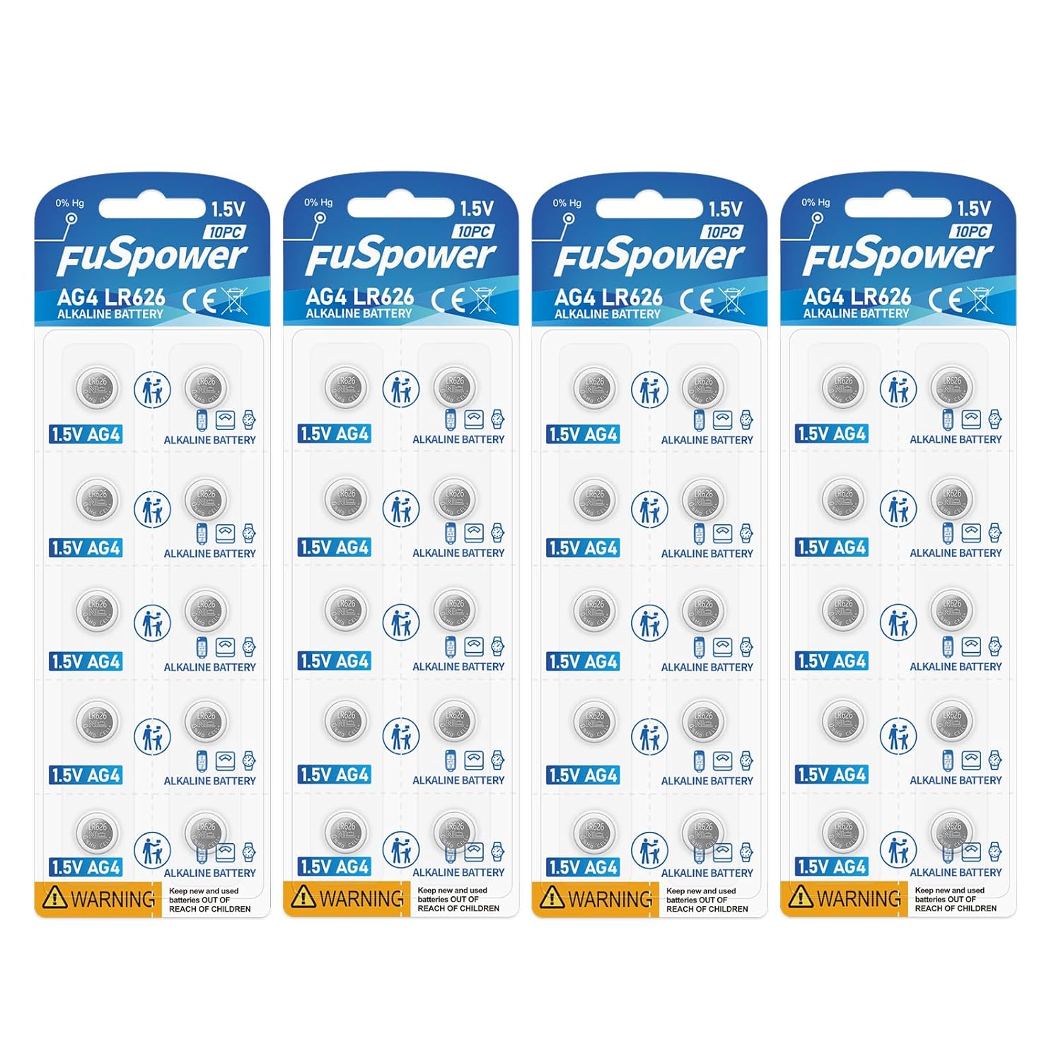Fuspower 376 377 SR626SW Batteries AG4 LR626 Battery 1 5v Alkaline Coin Cells 40 Count Pack of 1