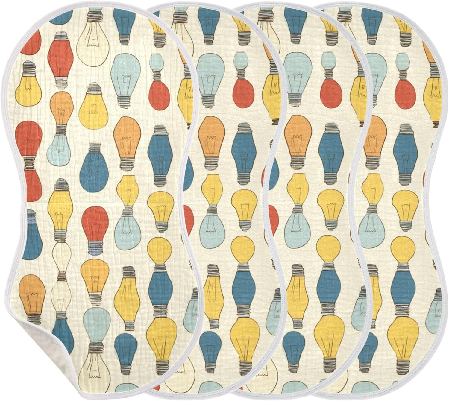Vintage Light Bulbs Burp Cloths Baby Boys Girls Absorbent Soft Cotton Burping Cloths Rags 4 Pack