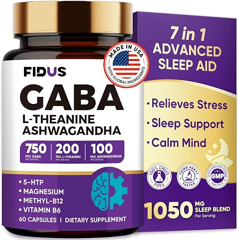 GABA Supplements 1050mg Blend, Advanced Sleep Aid & Calm, L-Theanine, 5-HTP