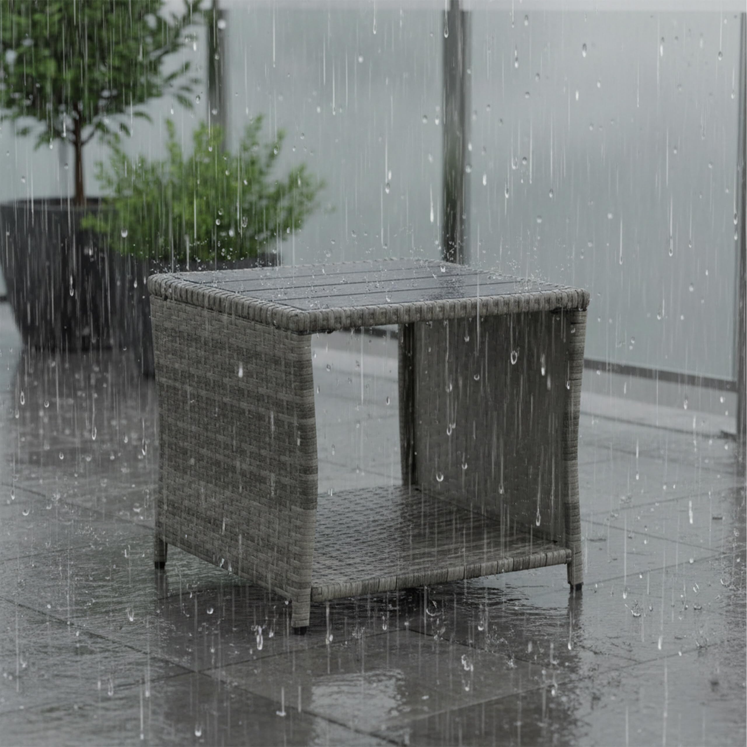 Relaxdays Tavolino Quadrato da Balcone, HxLxP 40x45x45 cm, Resistente alle intemperie