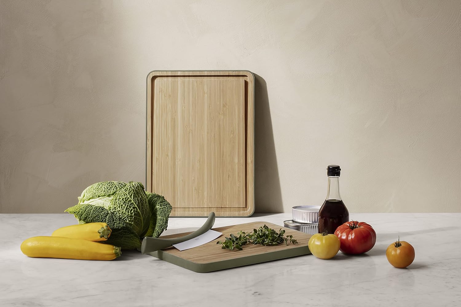 EVA SOLO | Green Tool Bamboo Cutting Board with Juice Groove | Anti-slip with silicone pads and deep juice groove | FSC-certified bamboo | Danish Design & Functionality
