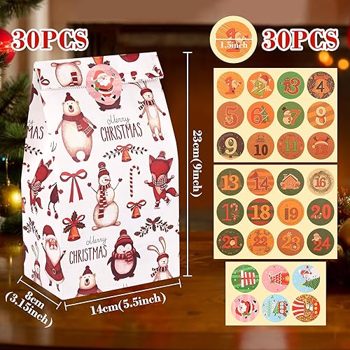Miniatura 2 de Sublaga 32 bolsas de regalo de papel kraft de Navidad para bolsas de regalo de papel navideño, bolsas de regalo de Navidad, aulas y recuerdos de