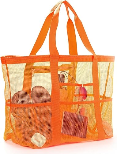 Mesh Beach Bags, Large Waterproof and Sandproof Tote Bag for Beach Vacation Essentials for Travel, Summer Accessories