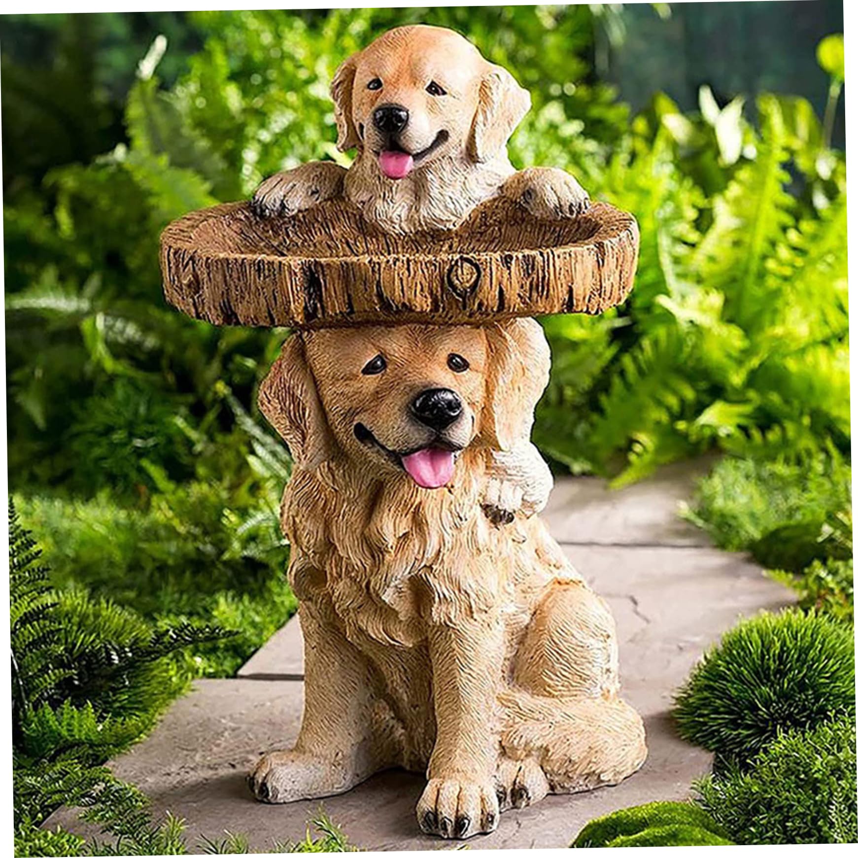 Bird Bath Dog-shaped Resin Bowl Bird Bath Free-Standing Ground Feeder 8x4x3.2in Decorative for Outside Garden Yard, Décor de pelouse