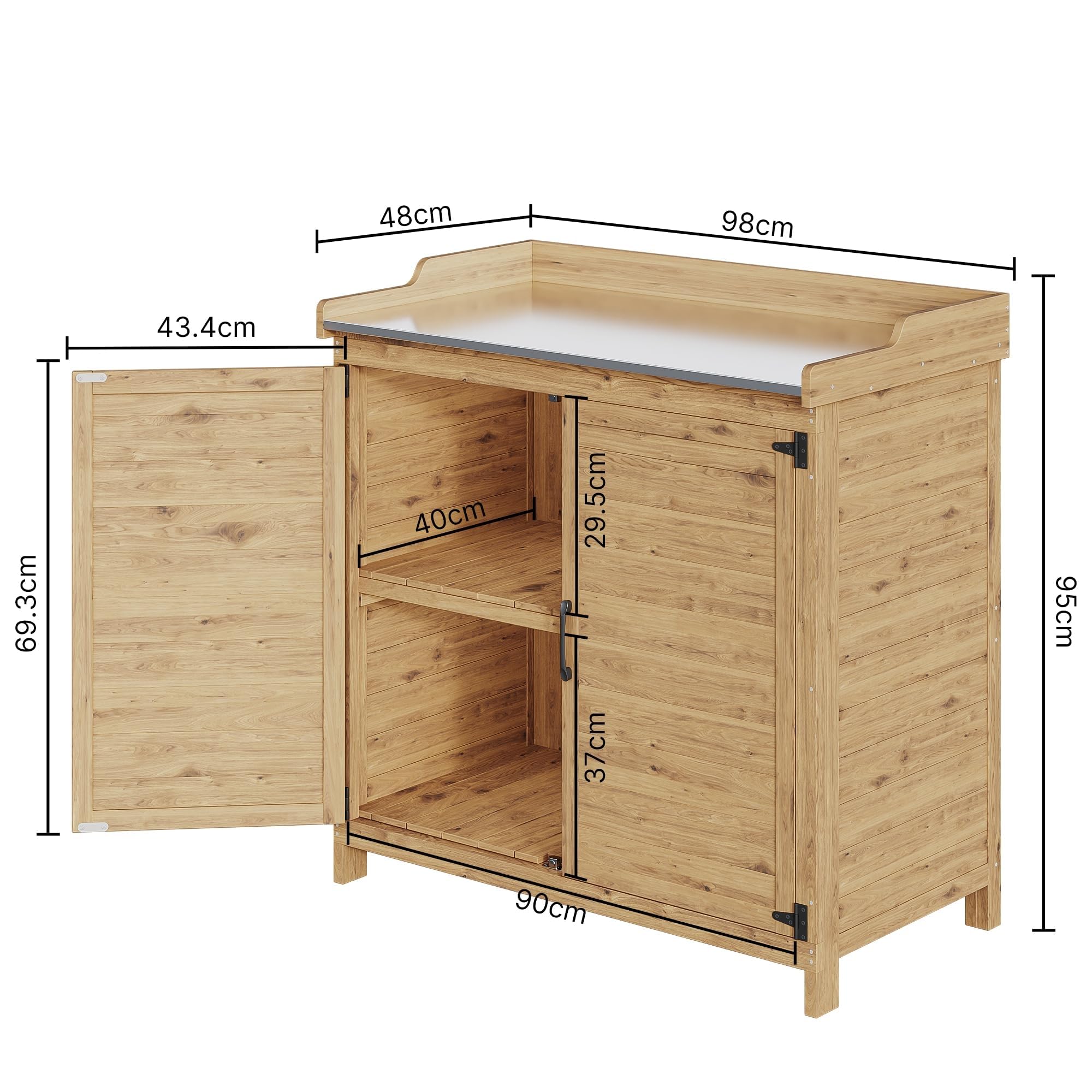 Bealife Table à Plantes avec Rangement 98x48x95 cm Naturel
