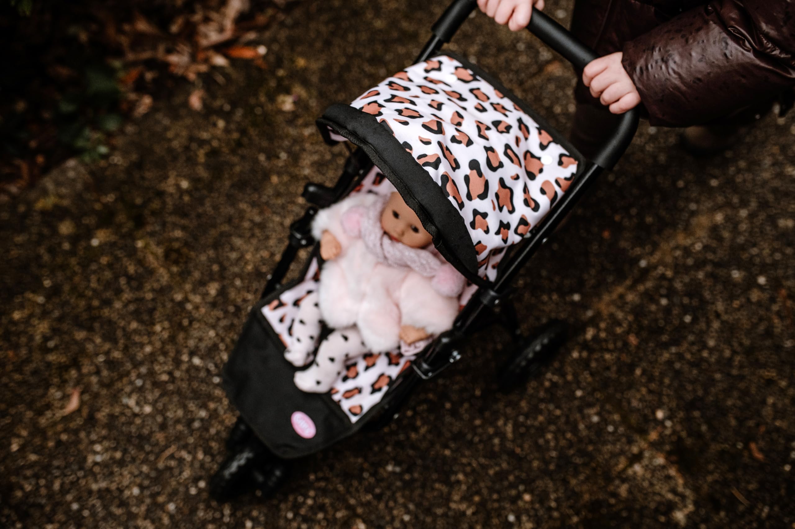 Götz 3403615 3-Rad Buggy Tiger Puppenwagen klappbar für Puppen | Zubehör für Babypuppen Gr. S/M/L 30-48 cm, Stehpuppen Gr. XS/XM/XL 27-50 cm, Schiebehöhe ca. 54 cm, für Kinder ab 3 Jahren