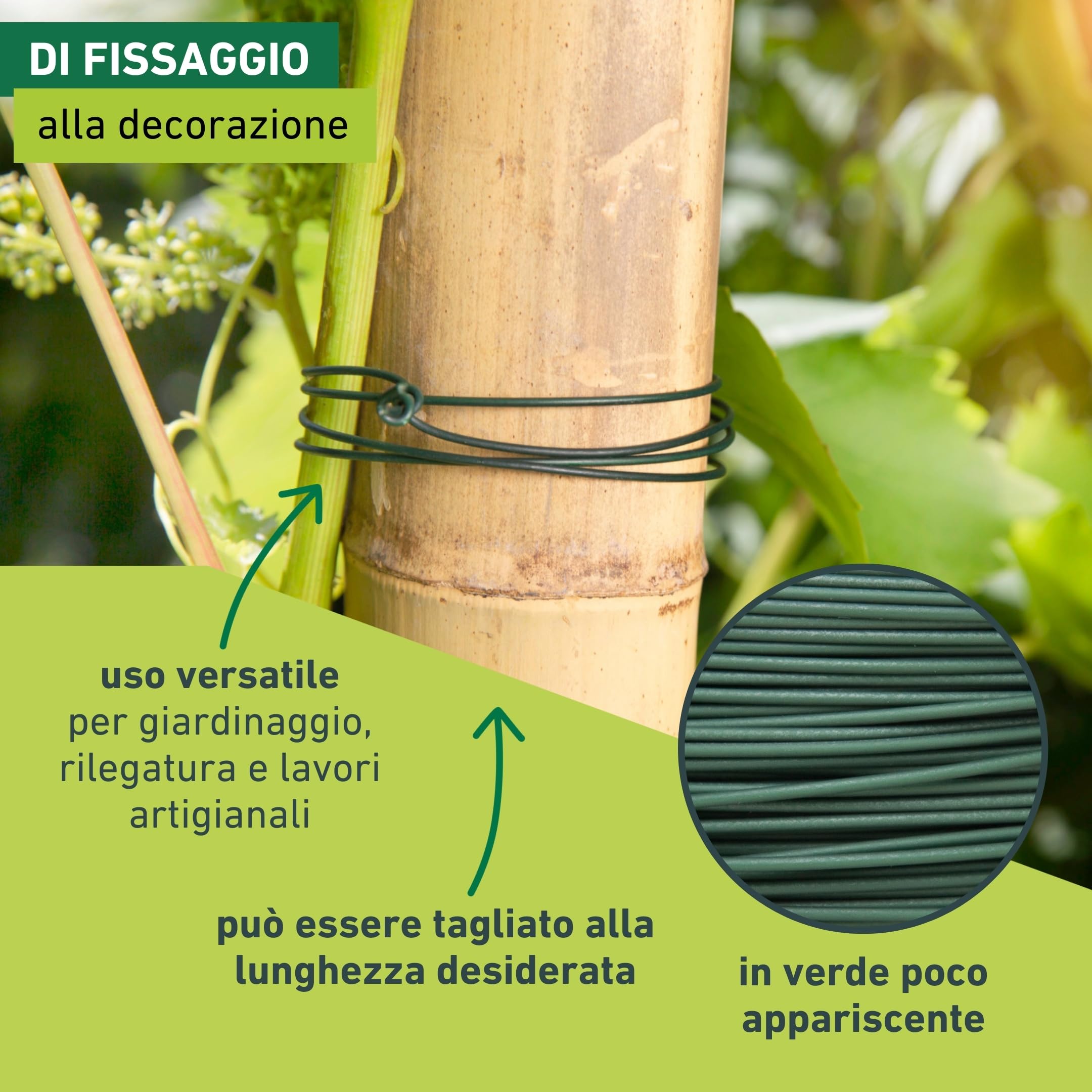 Windhager Filo metallico da giardinaggio 60 m x 1,4 mm verde