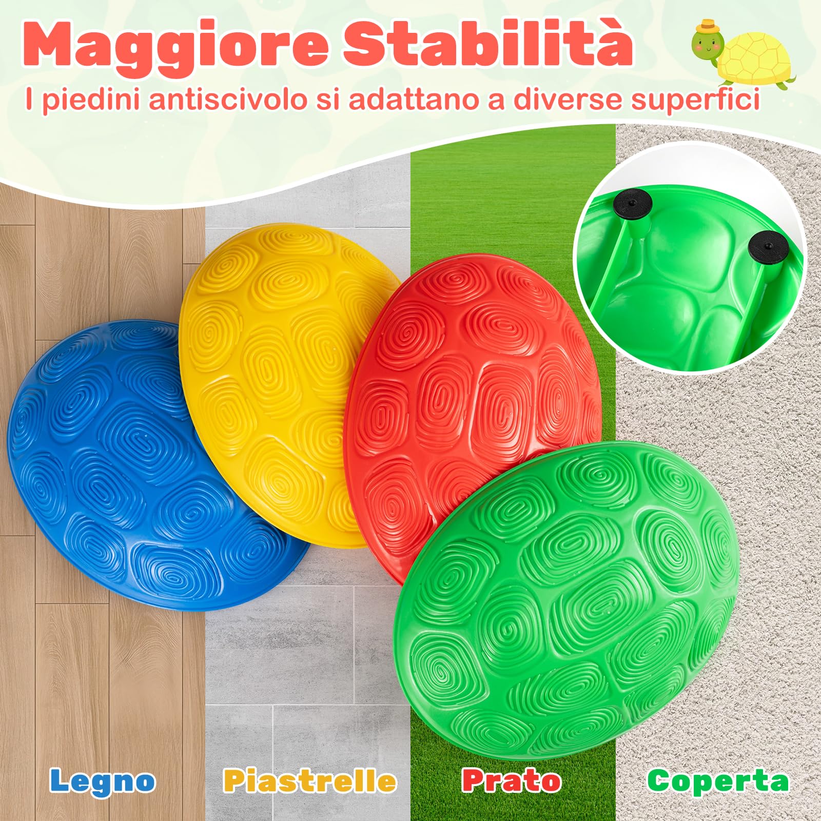 COSTWAY Pietre di Bilanciamento per Bambini, Pietre Equilibrio per Sviluppare Coordinazione, Attrezzatura da Gioco per Interni ed Esterni per Bambini da 3+ Anni