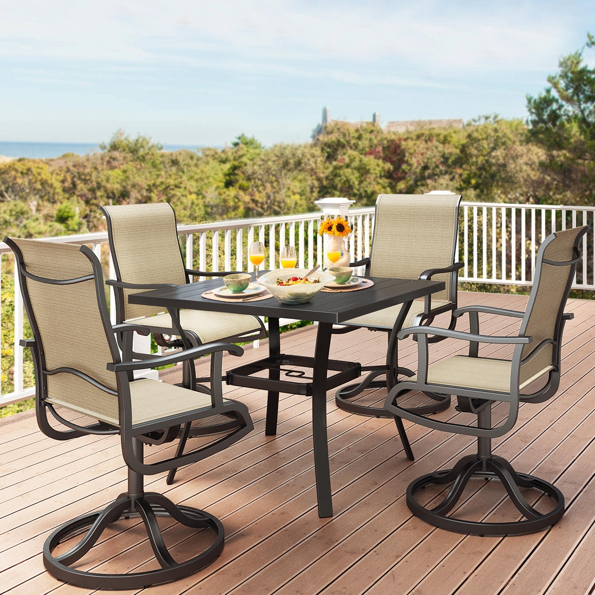 Virvla 5Piece Outdoor Patio Dining Set, 4 Swivel Rocking