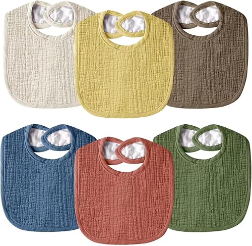 Miniatura 9 de Baberos de muselina para bebés para niños y niñas, baberos de algodón para babeo, baberos ajustables para recién nacidos para babeo y dentición