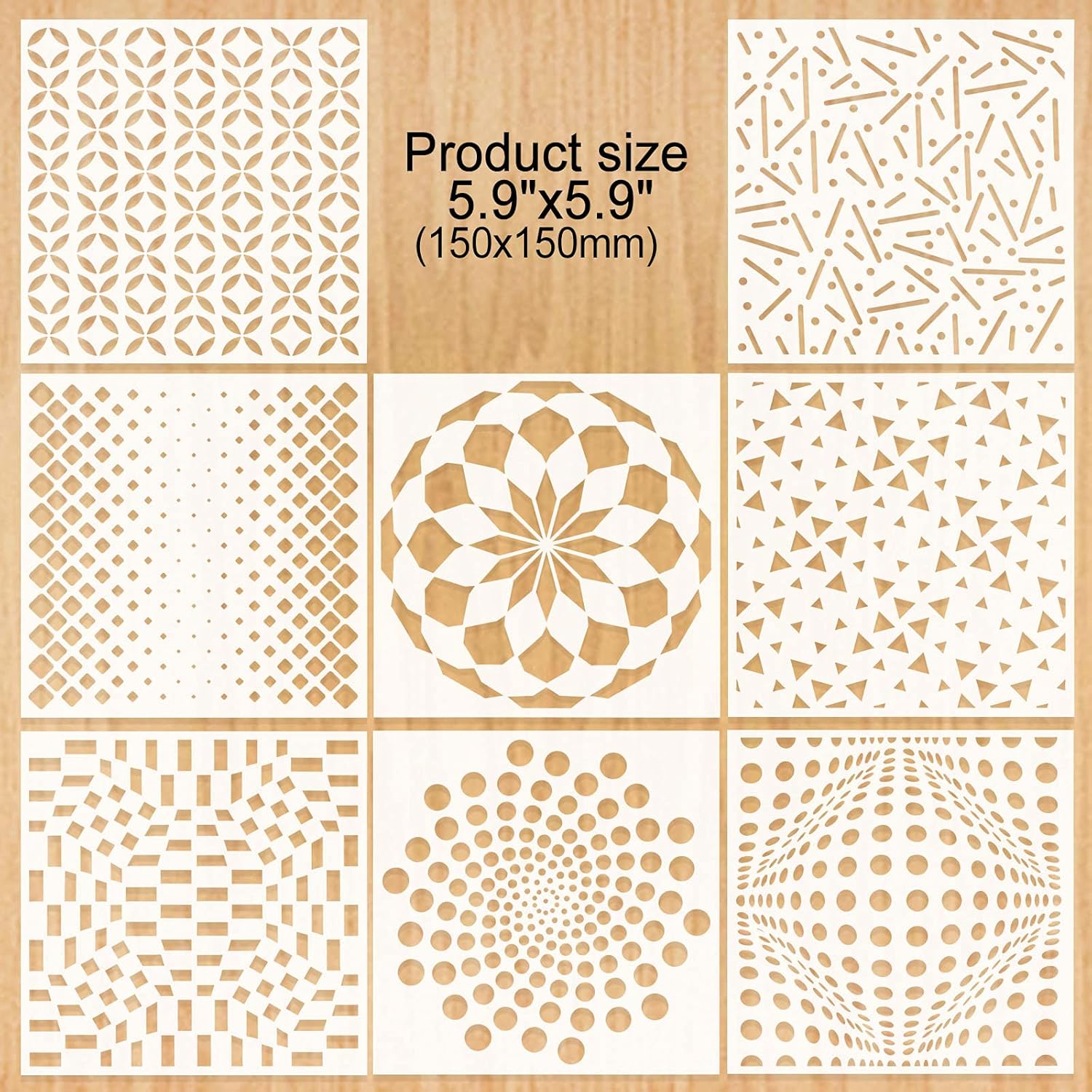 16 Pieces Geometric Stencils Reusable Painting Templates for Scrapbooking Craft Tile Furniture Wall Floor Decor Card Drawing Tracing DIY Art Supplies, About 6 x 6 Inch : Arts, Crafts & Sewing