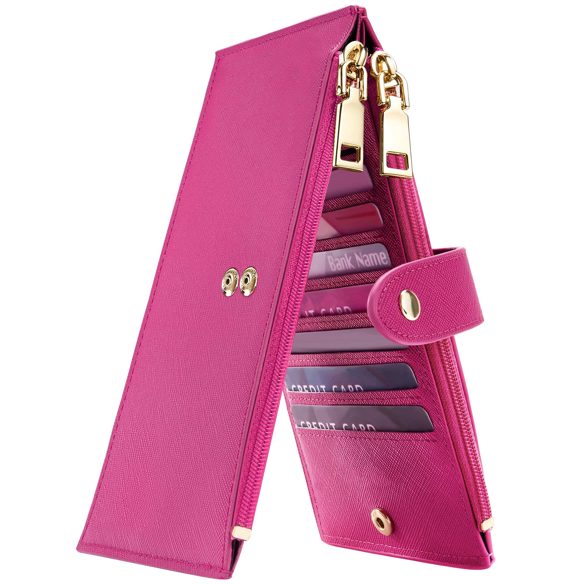 Travelambo RFID Wallet Women Large Size Bifold Multi Card Wallet Case with Zipper Pocke Credit Card Holder for Women