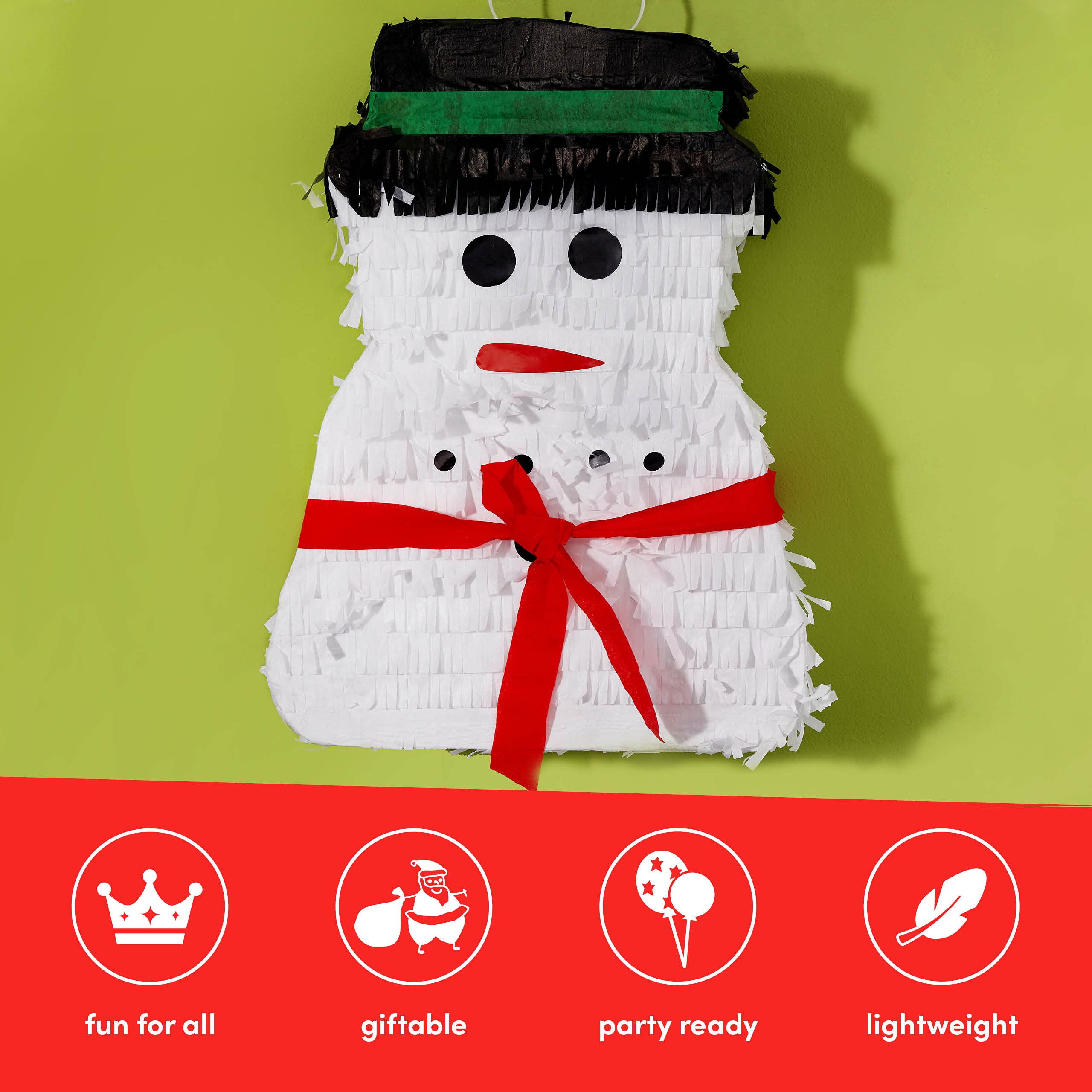 THE TWIDDLERS Schneemann Piñata zum Befüllen mit Spielzeug, Mitgebsel - mit Stock & Augenbinde
