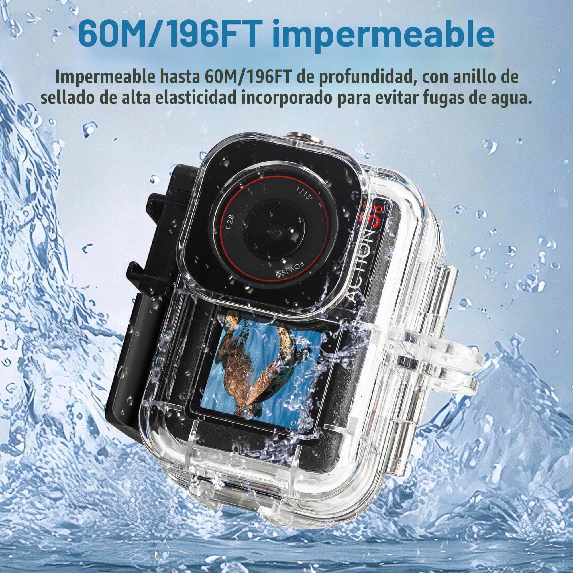 FitStill Carcasa Impermeable de 164 pies y 50 m, 3 filtros y Juego de Mango Flotante, Compatible con dji Osmo Action 5 Pro/Action 4/Action 3, Snorkel, Surf, Wakeboard, Funda Protectora, Juego de
