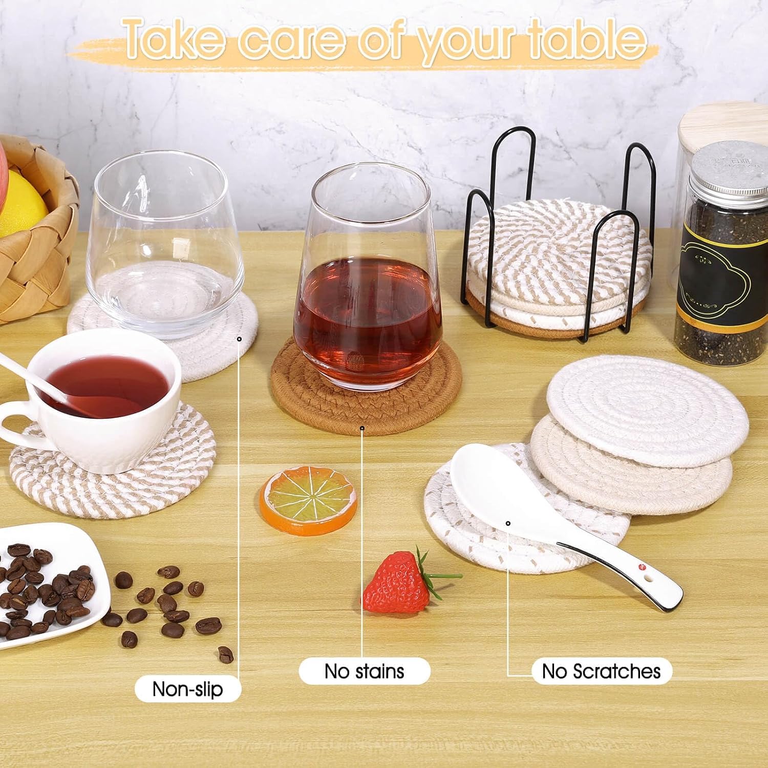 8 peças de porta-copos para bebidas, porta-copos absorventes de 4 cores com suporte, conjunto de porta-copos de algodão resistente ao calor para decoração de casa, proteção de mesa, adequado para 8 peças de porta-copos para bebidas, porta-copos absorventes de 4 cores com suporte, conjunto de porta-copos de algodão resistente ao calor para decoração de casa, proteção de mesa, adequado para