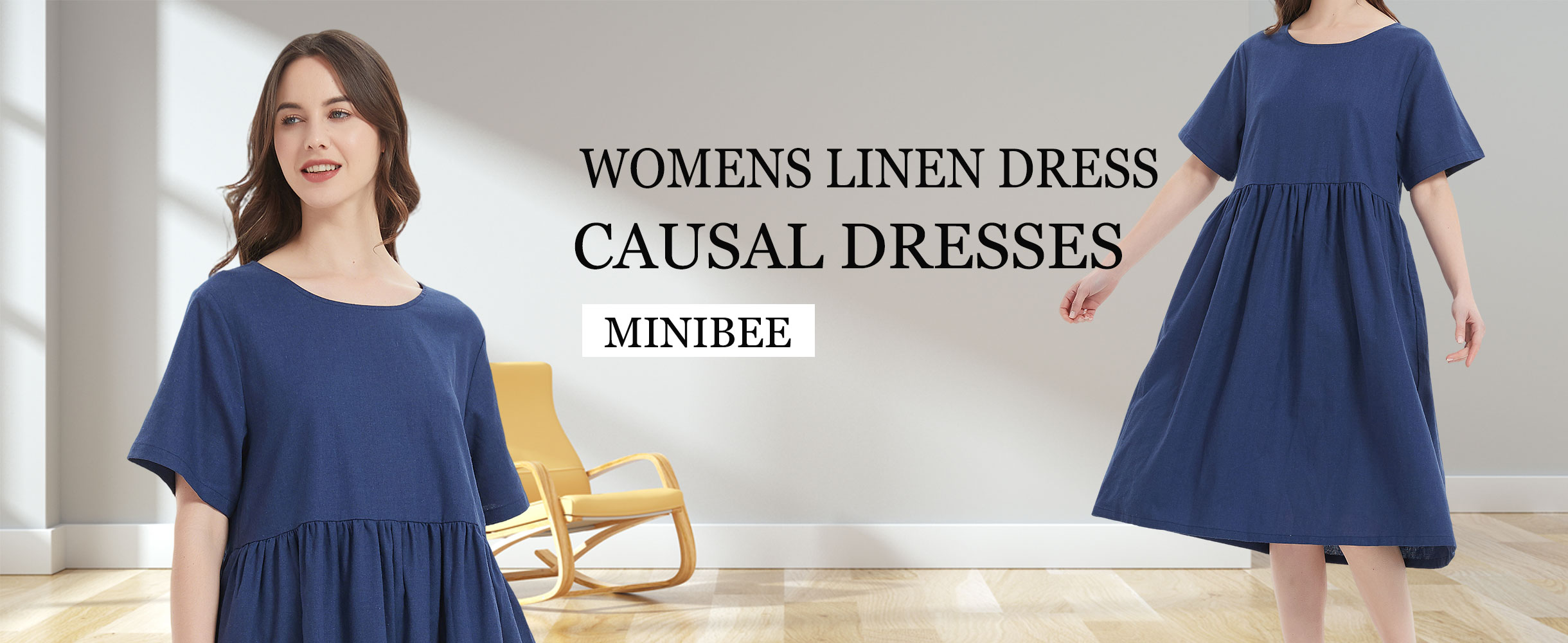 affordable cotton dresses Minibee Women's Summer Linen Dress Casual Midi Dresses, Black, M day outing outfit Wednesday Addams Adult Costume Color::#33-Tea Green