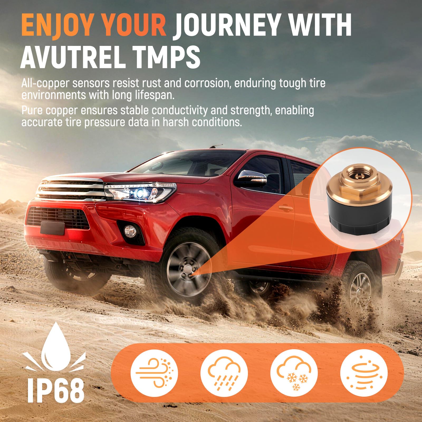 TPMS, sistema di monitoraggio della pressione degli pneumatici, ricarica solare e USB, monitor della pressione dei pneumatici con 8 sensori esterni, display LCD, avvisi vocali, converte tra 6